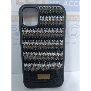 iPhone 15 RMO Shining Leather Stones Cover – Black