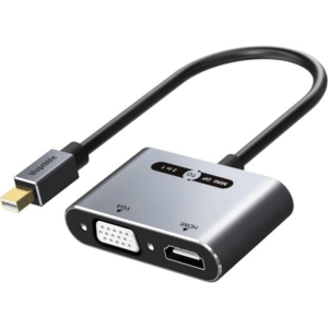 Blupebble Mini DisplayPort To HDMI+VGA 2-IN-1 Adapter – Gray BP-AV589-08GW0.2-SG
