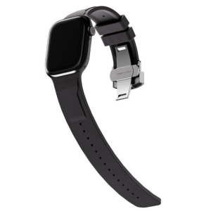 Blupebble Flexor Premium Fluoro Rubber Watch Band With Steel Clasp – Black BPFLEXOR-BK