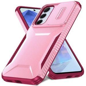 Samsung Galaxy A55 5G PC+TPU with Sliding Camera Cover – Pink/ Wine Red