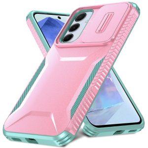 Samsung Galaxy A55 5G PC+TPU with Sliding Camera Cover – Pink/Green