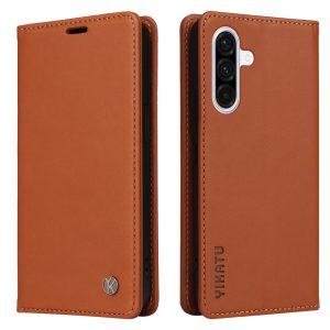 Samsung Galaxy A36 5G/A56 5G YIKATU YK-001 Stand Leather Flip Phone Cover – Brown