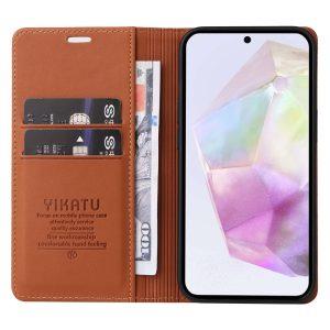 Samsung Galaxy A36 5G/A56 5G YIKATU YK-001 Stand Leather Flip Phone Cover – Brown