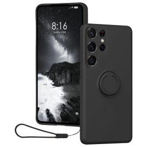 Samsung Galaxy S25 Ultra Silicone Cover with Strap Ring – Black