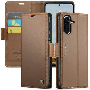 Samsung Galaxy A56 5G CASEME 023 Leather Flip Cover With Card Slot – Brown