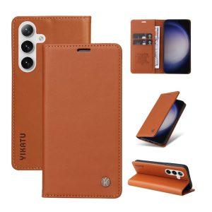 Samsung Galaxy S25+/S24+ YIKATU YK-001 Leather Flip Magnetic Closure – Brown