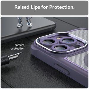 iPhone 13 Pro Max TPU+PC Magsafe Carbon Fiber Cover – Purple
