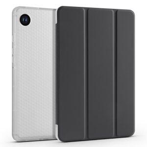 Samsung Galaxy Tab A9+ Clear Back Tri-fold Leather Cover with Pen Slot – Black