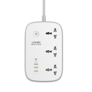 LDNIO SCW3451 WiFi Smart Power Strip With 3 Sockets and 4 USB Ports – White/Grey