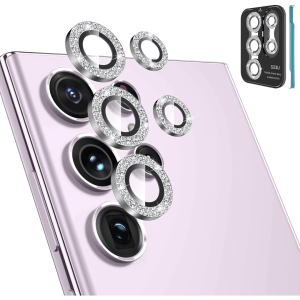 Samsung S23 Ultra All Shock Glitter Camera Lens – Silver