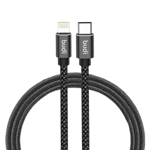Budi USB-C to Lightning 1Meter Braided Cable – Black DC206TL10B