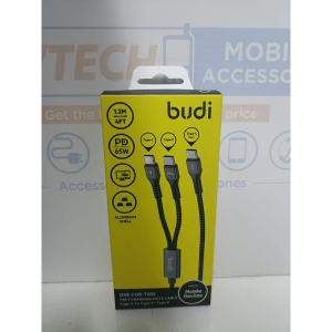 Budi 2 in 1 65W USB-C to Type-C/Type-C 1.2Meter Braided Charging Cable DC210C2C12B