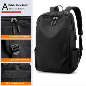 Laptop Backpack 15.6 inch with Earphone Hole Waterproof Shoulder Bag – Black