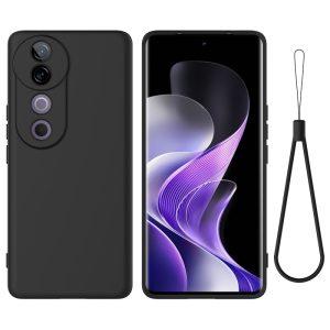 Vivo V40 5G/V40 Pro/S19 Pro Liquid Silicone Cover with Hand Strap – Black