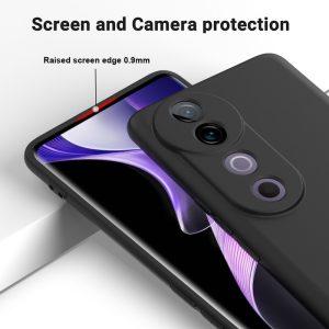 Vivo V40 5G/V40 Pro/S19 Pro Liquid Silicone Cover with Hand Strap – Black