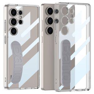 Samsung Galaxy S25 Ultra GKK Anti-Drop Clear Cover with Silicone Hand Strap – Grey