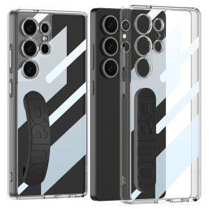 Samsung Galaxy S25 Ultra GKK Anti-Drop Clear Cover with Silicone Hand Strap – Black