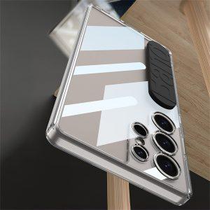 Samsung Galaxy S25 Ultra GKK Anti-Drop Clear Cover with Silicone Hand Strap – Black