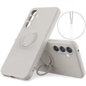 Samsung Galaxy A26 Silicone Ring Kickstand Cover With Straps - Gray