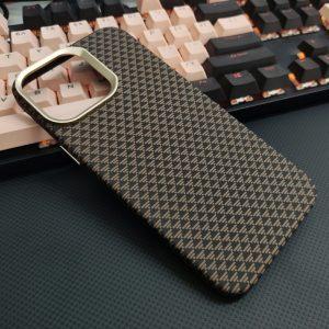 iPhone 16 Pro Max GKK Magnetic PC Carbon Fiber Texture Cover – Gold