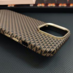 iPhone 16 Pro Max GKK Magnetic PC Carbon Fiber Texture Cover – Gold