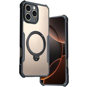 iPhone 16 Pro Max XUNDD 360 Rotating Kickstand Shockproof Cover - Black