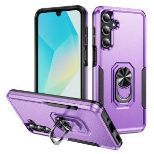 Samsung Galaxy A26 Military Ring Kickstand PC+TPU Cover – Purple + Black