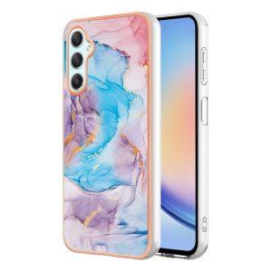Samsung Galaxy A26 IMD Marble Flower Pattern TPU Cover – Marble Blue