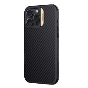 iPhone 16 Pro NILLKIN Synthetic Fiber Pro TPU+PC Cover – Black + Gold