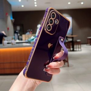 Samsung Galaxy A56 5G Love Heart Soft TPU Cover With Strip Kickstand – Dark Purple