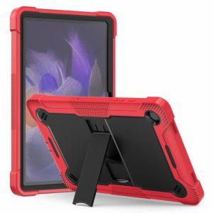 Samsung Galaxy Tab A9+ Silicone + PC Tablet Cover with Kickstand – Red+Black