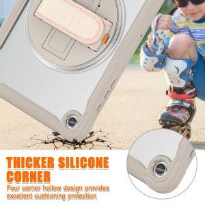 Samsung Galaxy Tab A9+ PC+TPU Rotary Kickstand Hand Strap Cover – Khaki