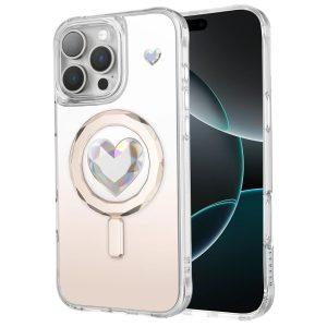 iPhone 16 Pro Max Levelo Hearts Magsafe Cover – Rose Gold Transparent (LVLHMC16PMTR)
