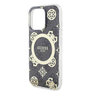 iPhone 16 Pro Max Guess Magsafe IML 4G Design With Peony Cover – Black (GUOHMP16XH4PYEEK)
