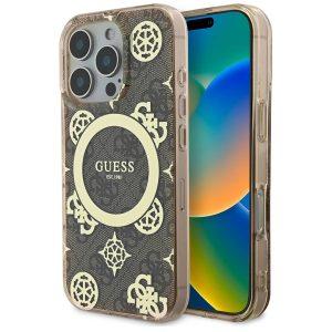 iPhone 16 Pro Max Guess Magsafe IML 4G Design With Peony Cover – Brown (GUOHMP16XH4PYEEW)