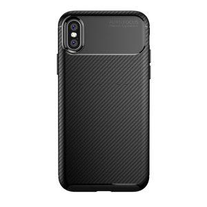 iPhone X/XS Carbon Fiber Texture TPU Phone Cover – Black