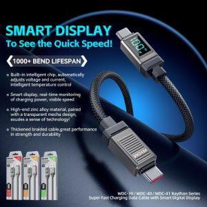 WEKOME WDC-41 Raython Series Type-C to Type-C 100W Fast Charging Cable Smart Display – Black