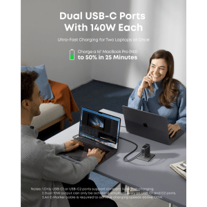 Anker Zolo Charger 140W 4-Ports PD 3.1 With USB-C Cable – Black B2697KZ1