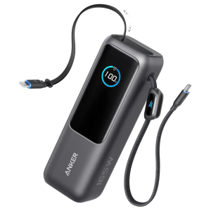 Anker Power Bank 25000mAh 165W Multi Device Charging With Retractable Cable - Black A1695H11