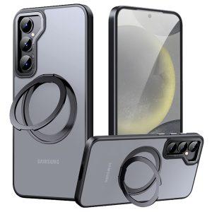 Samsung Galaxy S25+ Magnetic Kickstand Clear Cover – Matte Black