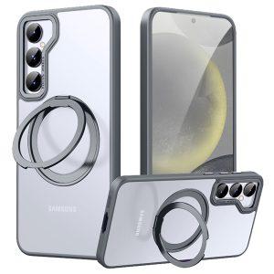 Samsung Galaxy S25+ Magnetic Kickstand Clear Cover – Matte Gray
