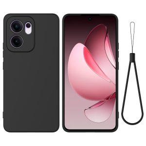 Oppo Reno13 F 4G / 5G Silicone Cover with Hand Strap – Black
