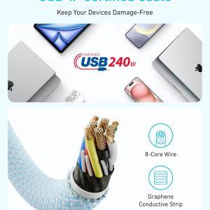 Anker Zolo USB-C to USB-C 240W Braided Cable 2m – Black