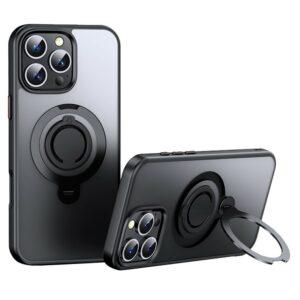 iPhone 16 Pro Max MagSafe Kickstand Matte Cover With Silicone Ring – Black