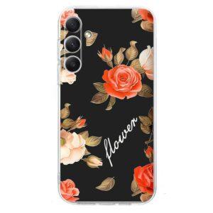 Samsung Galaxy A16 Pattern Printing TPU Cover - Black Background Flowers