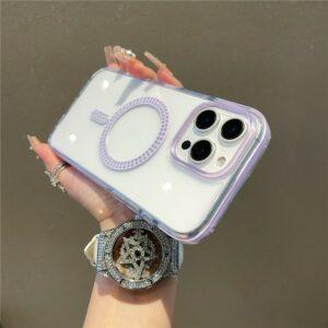iPhone 15 Pro Max MagSafe Rhinestone Decor TPU + PC Cover – Purple