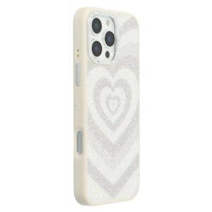 iPhone 16 Pro Max JAUCASE Magnetic Heart Pattern Cover – White