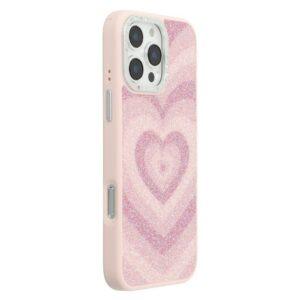 iPhone 16 Pro Max JAUCASE Magnetic Heart Pattern Cover – Pink