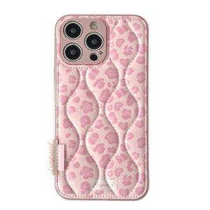 iPhone 15 Pro Max Down Jacket Leopard Print Cover – Pink