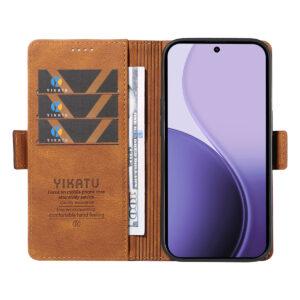 Oppo Reno14 F 5G / Reno14 5G YIKATU YK-005 Leather Wallet Cover – Brown